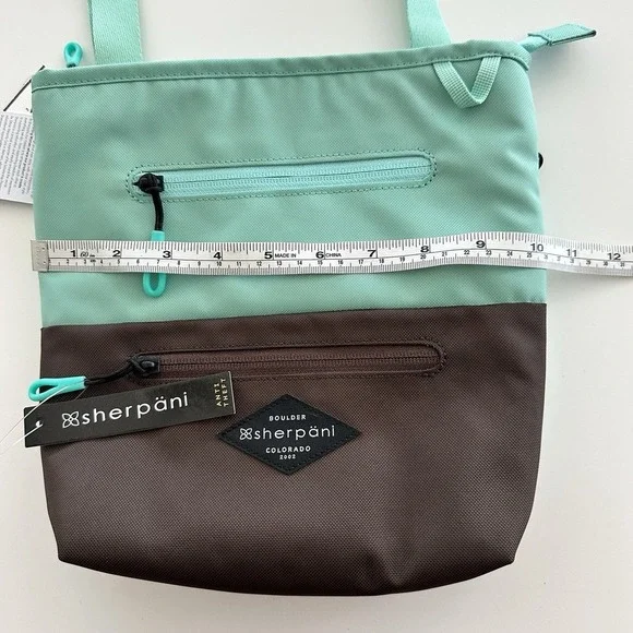 Sherpani Bag RFID Travel Crossbody Seagreen Nylon Clolorblock Sadie Vegan - Picture 10 of 10